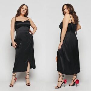 Reformation Marguerite Silk Dress In Black Size 12